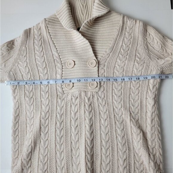 Beige Chunky Cable Knit Sweater Oversized Collar L - Picture 7 of 10